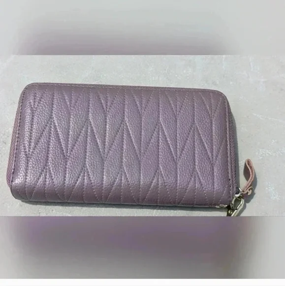 Genuine Leather Womens Wallet Card Holder Large Wristlet Clutch (Purple) NWOT - Picture 2 of 11